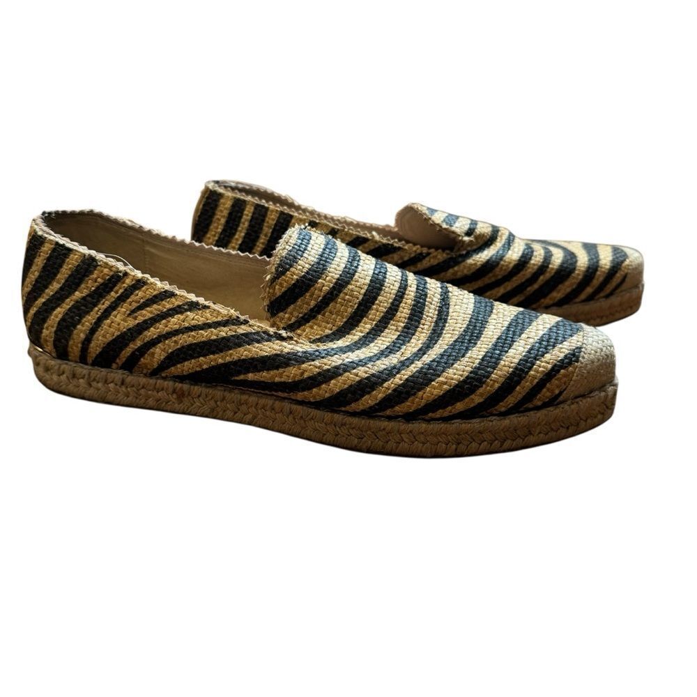 Stuart Weitzman Zebra Print Striped Raffia Espadr… - image 2